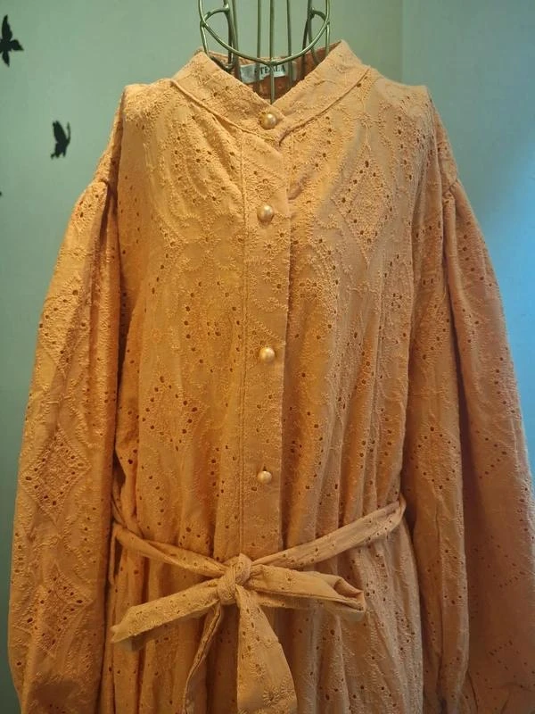 Vestido largo naranja y bordados ingleses (100% algodón) – photo 4